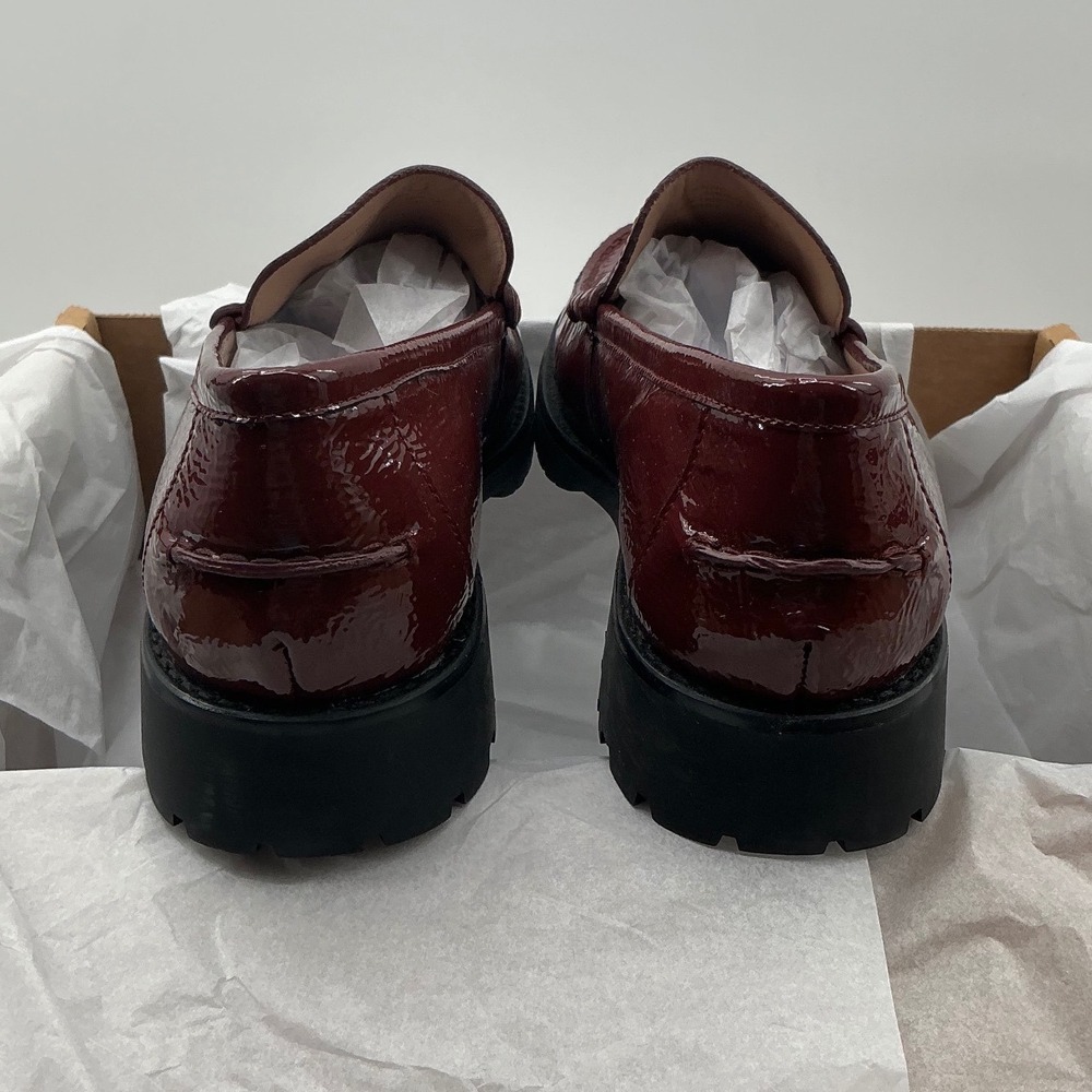 Cole Haan Womens Burgundy Patent Leather Lug Sole Penny Loafers W19842 Size 8.5B - Picture 5 of 9